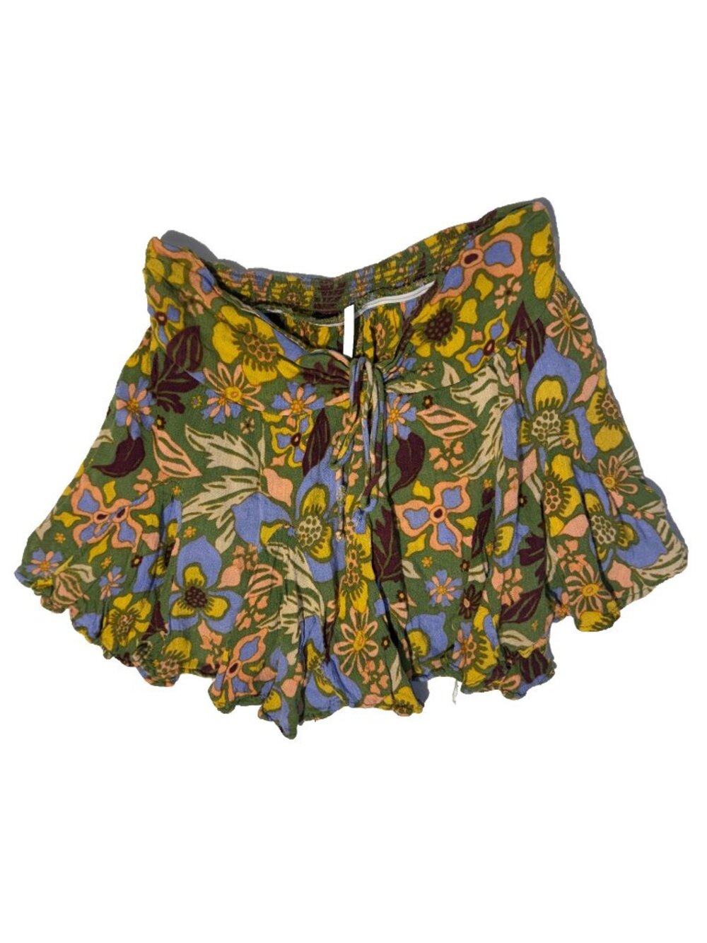Free People Ellie Green Floral Print Mini Skort Smocked Size XS
